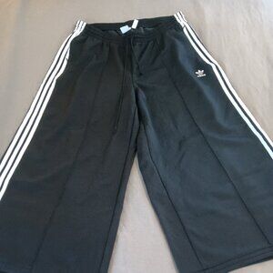 Adidas Wide Leg Primeblue Pants Black with White Stripes Size Women's 1X